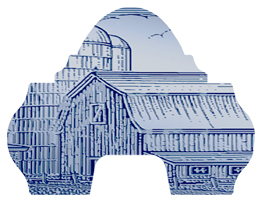DARAY-L-564-BL Barn Scene Blue